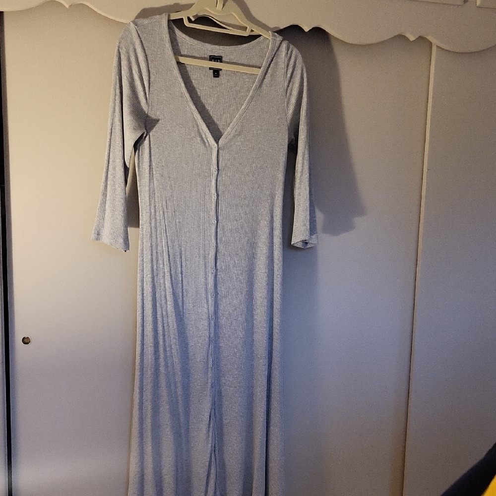 GAP Gray Henley Maxi Dress